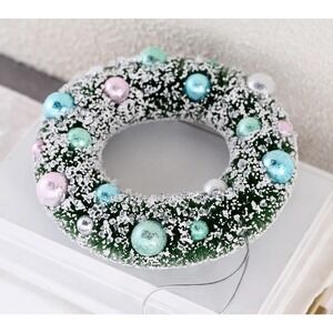 Set of 3 Vintage Pastel Bottlebrush Mini Candle Wreaths Rings Valerie Parr Hill